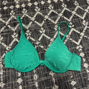 Green Textured Bra/ swim top